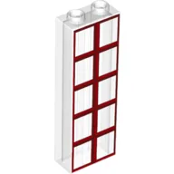 Brick 1 x 2 x 5 with Red Windows Print / Trans-Clear