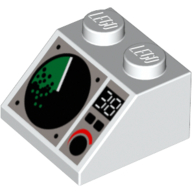 Lego Brick Sloped 45° 2 x 2 with Radar Screen Print / White