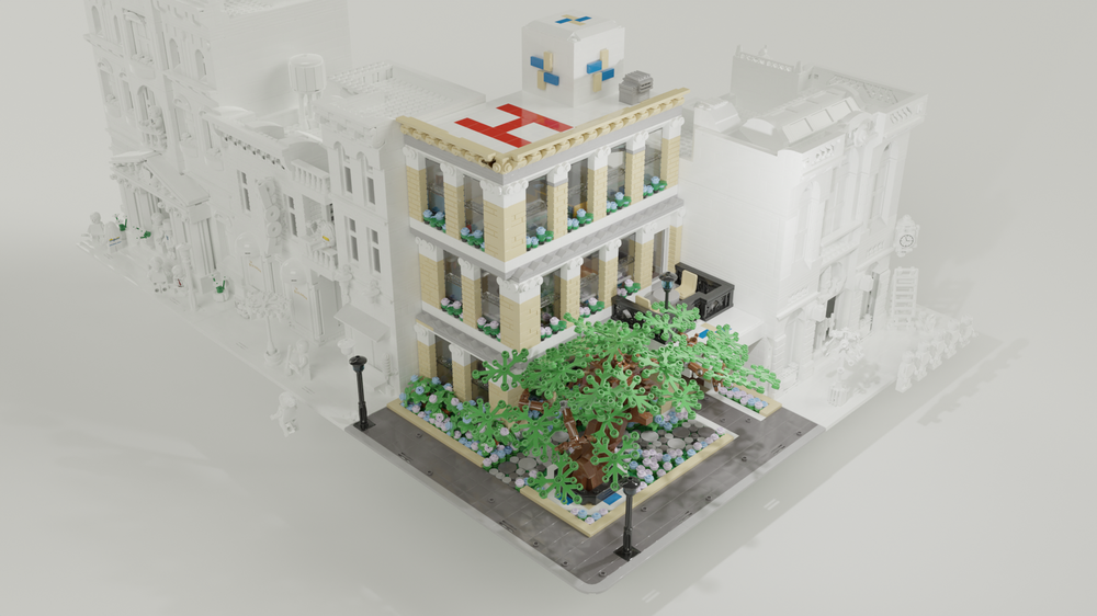Lego Modular Hospital - Temple Tan and White