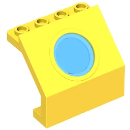 Panel 4 x 3 x 3 with Porthole with Trans Light Blue Glass / Yellow