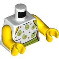 Lego Torso Dress, Avacados, Lime Belt Print, Yellow Arms and Hands / White