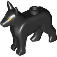 Animal, Dog, Alsatian / German Shepherd (Police Dog) with Bright Light Orange Eyes, Dark Bluish grey Nose Print (Sirius Black) / Black