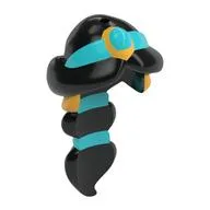 Hair Long with Hole on Top - Ponytail Braided with 2 Bands with Medium Azure Tiara and Gold Earrings Print / Black