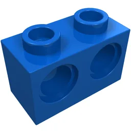 Technic Brick 1 x 2 [2 Pin Holes] / Blue