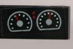 Tile 1 x 2 with Two White Gauges Pattern (Sticker) - Set 8210