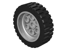 Wheel 30mm D. x 13mm (13 x 24 Model Team), with Black Tire 13 x 24 Model Team (2695 / 2696) / Metallic Silver