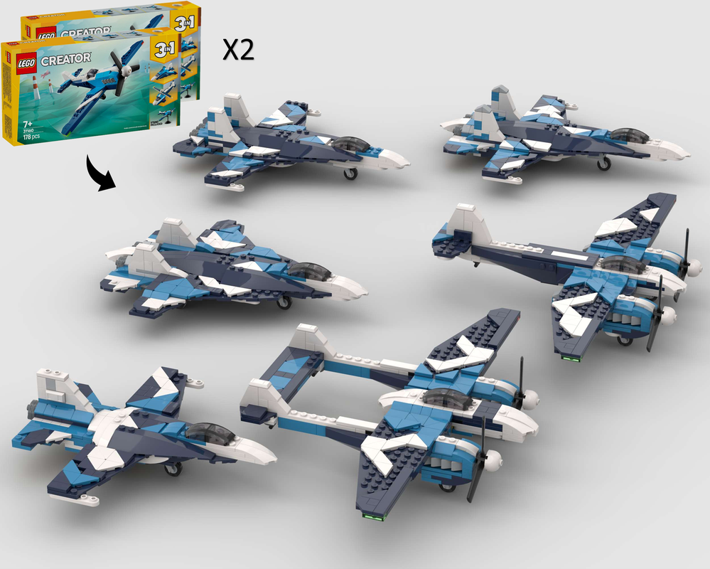 Lego 6-in-1 Alternate Builds Bundle - 2 x 31160 Race Plane