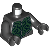 Lego Torso Dark Green Armor Scales Print, Black Arms and Hands / Black