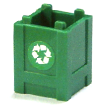 Lego Container, Box 2 x 2 x 2 - Top Opening with White Recycling Arrows Pattern on Opposite Sides (Stickers) - Set 7642