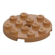 Lego Plate Round 4 x 4 with Pin Hole / Medium Nougat