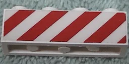 Brick 1 x 4 with Red Danger Stripes Pattern on Both Sides (Stickers) - Sets 6681 / 6686