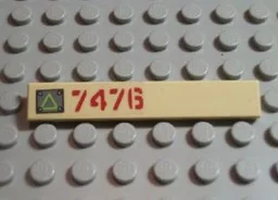 Tile 1 x 6 with Lime Triangle on Metal Plate and Dark Red '7476' Pattern Left (Sticker) - Set 7476