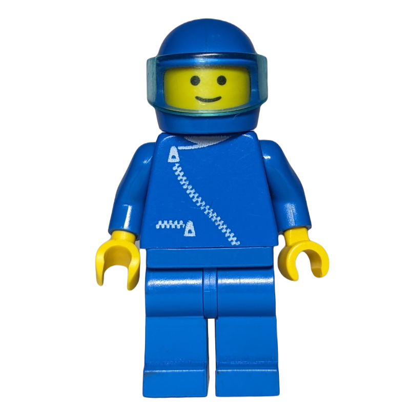 Lego Racer, Blue Jacket with Zipper, Blue Helmet with Visor
