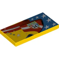 Tile 2 x 4 with Stars and Stripes, 'WGP 24' Print Model Right Side / Yellow
