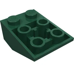 Brick Sloped Inverted 33° 3 x 2, Connections between Studs, Ovoid Bottom Pin / Dark Green