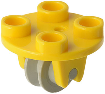Lego Plate, Round 2 x 2 Thin with Wheel Holder with Light Gray Pulley Wheel (2655 / 3464)