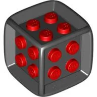 Die - 6 Sided Rubber Frame with Red Centre Studs (Board Games) / Black