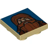 Tile Special 2 x 2 Inverted with Red Haired Dwarf on Blue Background Print / Tan