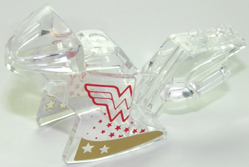 Lego Motorcycle Fairing, Racing (Sport) Bike with Gold Stripe with Stars and Wonder Woman Logo Pattern on Both Sides (Stickers) - Set 41235