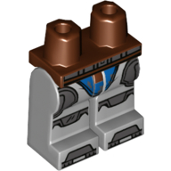 Lego Hips and Light Bluish Gray Legs with Blue Armor Ends, Dark Bluish Gray Panels, Knees, and Toes Print / Reddish Brown