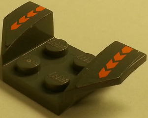 Lego Vehicle, Mudguard 2 x 4 with Flared Wings with Orange Chevrons Pattern (Stickers) - Set 8154