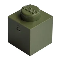 Modulex Brick 1 x 1 with LEGO on Stud / Modulex Olive Green