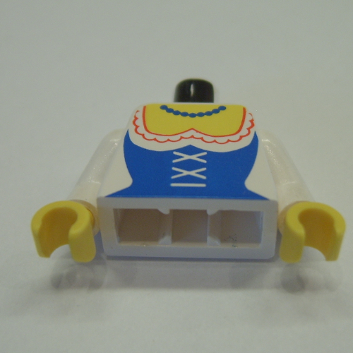 Lego Torso Blue Corset and Necklace Print (Maiden), White Arms, Yellow Hands / White