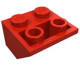 Brick Sloped Inverted 45° 2 x 2 [Ovoid Bottom Pin, Bar-sized Stud Holes] / Red