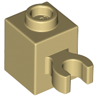 Lego Brick Special 1 x 1 with Clip Vertical [Open O Clip, Hollow Stud] / Tan