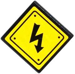 Lego Road Sign 2 x 2 Square with Open O Clip with Electricity Danger Sign and 4 Rivets Pattern (Sticker) - Set 75919