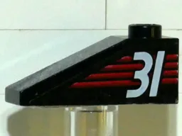 Slope 33 3 x 1 with White Number 31 on Red Stripes Pattern Model Left Side (Sticker) - Set 6639