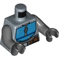 Torso, Armor, Blue Plates, Reddish Brown Belt Print (Mandalorian), Dark Bluish Gray Arms, Black Hands / Sand Blue