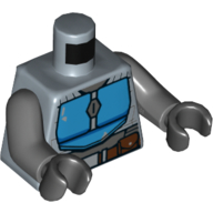 Lego Torso Armor, Blue Plates, Reddish Brown Belt Print (Mandalorian), Dark Bluish Gray Arms, Black Hands / Sand Blue