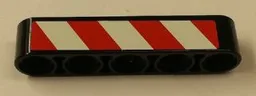 Technic, Liftarm Thick 1 x 5 with Red and White Danger Stripes Pattern Model Right Side (Sticker) - Sets 42006 / 42042