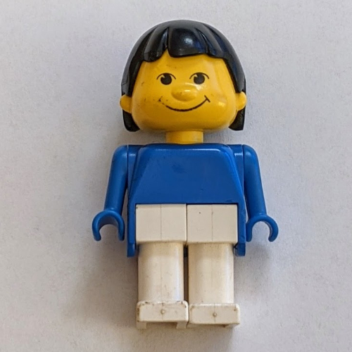 Lego Basic Figure Human Girl Blue, White Legs, Black Hair / [No Color/Any Color]