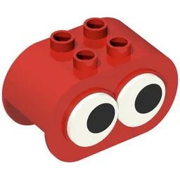 Duplo Brick 2 x 4 x 2 Rounded Ends, with Two Rotating Eyes / Red