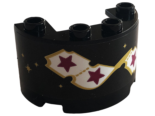 Lego Cylinder Half 2 x 4 x 2 with 1 x 2 Cutout with Carnival Tickets, Magenta and Gold Stars Pattern (Sticker) - Set 41687
