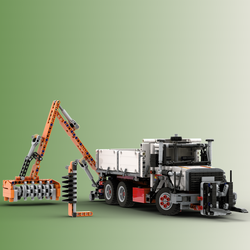 Lego Iveco Magirus 330-30 trilateral tipper and boom mower