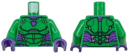Torso Dark Purple and Silver Armor, Black Outlines and Lime Marks Pattern / Green Arms / Dark Purple Hands