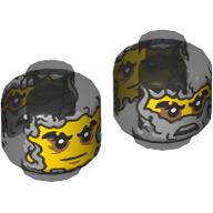 Lego Minifig Head Cinder, Silver Face Mask, Covered Face / Open Face print / Trans-Black