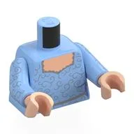 Torso, Silver Decorations Print, Bright Light Blue Arms, Light Nougat Hands / Bright Light Blue
