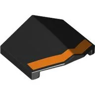 Brick Sloped 33° 2 x 2 Double / Inverted with Orange Stripe Print