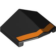 Lego Brick Sloped 33° 2 x 2 Double / Inverted with Orange Stripe print