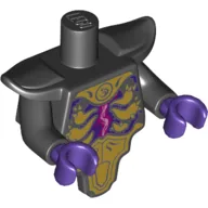 Torso Short and Modified with Armor -Shoulder Pads, Gold Armor Plates, Magenta Energy Print / Black