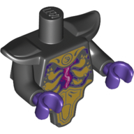 Lego Torso Short and Modified with Armor -Shoulder Pads, Gold Armor Plates, Magenta Energy print / Black