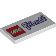 Tile 2 x 4 with LEGO Friends Logo with Butterfly Print / White
