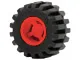 Wheel 11mm D. x 12mm, Hole Notched for Wheels Holder Pin with Black Tire 21mm D. x 12mm - Offset Tread Small Wide (6014b / 6015) / Red