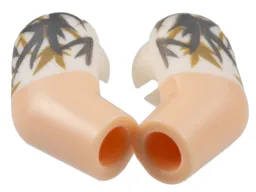 Arm, (Matching Left and Right) Pair with White Short Sleeves, Floral Pattern / Light Nougat