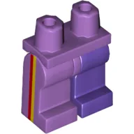 Hips and Dark Purple Left Leg, Medium Lavender Right Leg with Yellow and Red Vertical Stripes / Medium Lavender