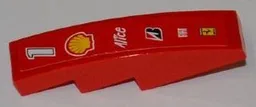 Slope, Curved 4 x 1 with Number 1, Shell, Alice, Bridgestone, Fiat and Ferrari Logos Pattern (Sticker) - Set 8123